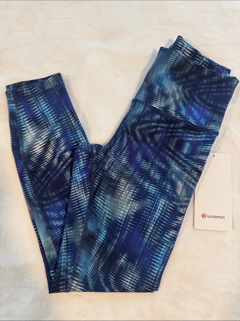 lululemon navy and teal patterned high-rise leggings